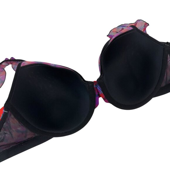 Parade Women Silky Mesh Plaid Push-Up Bra SZ L Flutter T-Shirt Straps - Picture 5 of 8